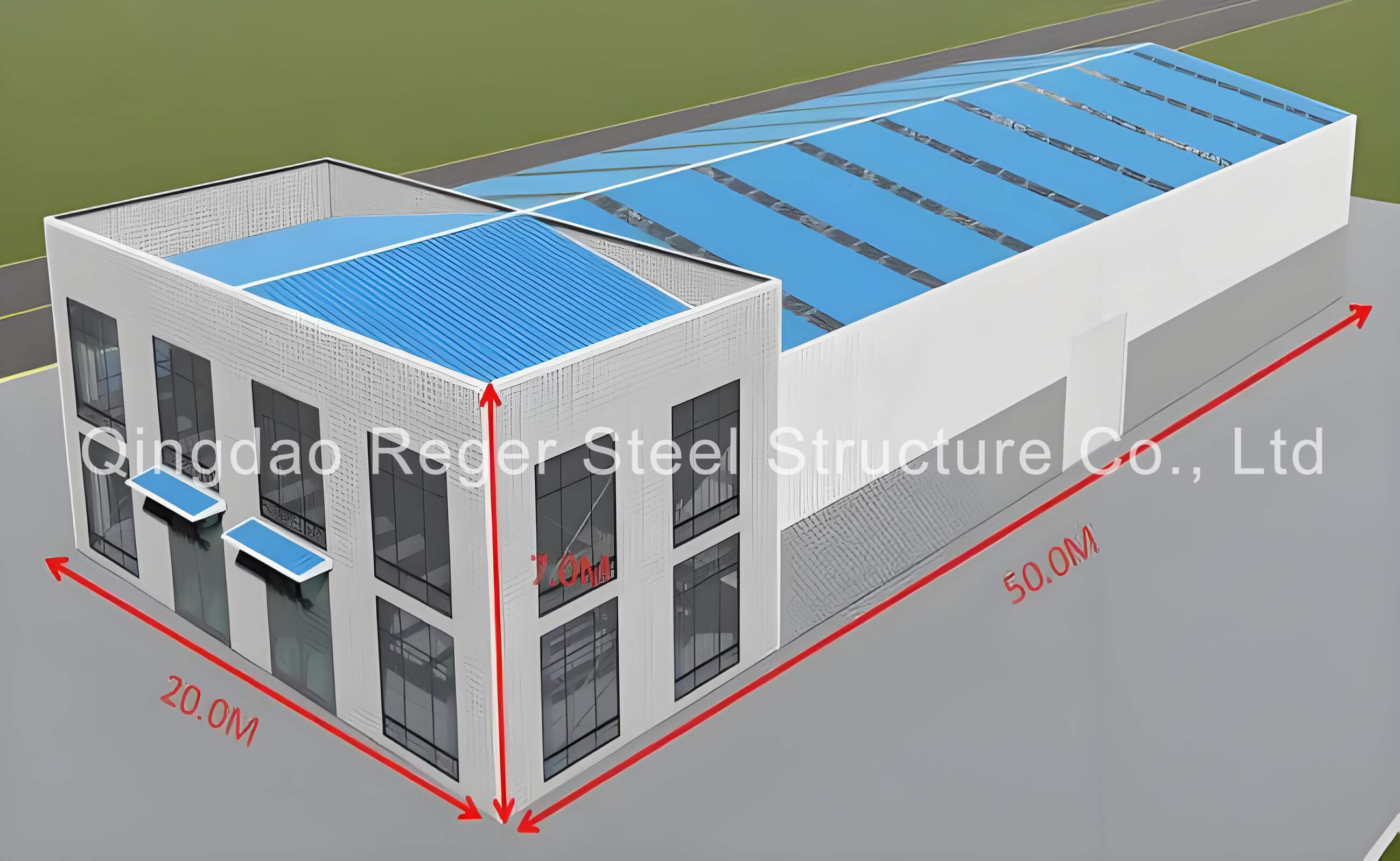 1000sqm Prefabricated Warehouse with Partial Two-Story Office