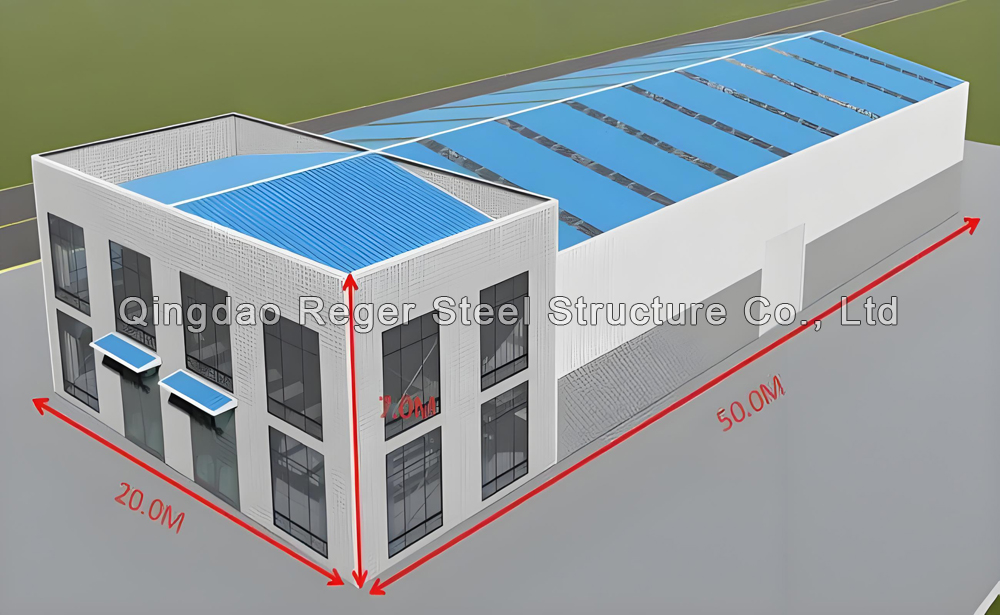 steel structure warehouse with two-story office