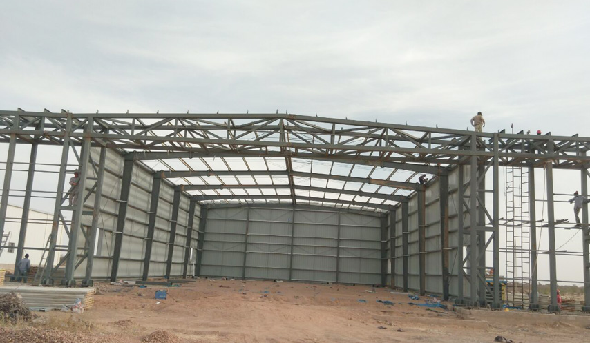 steel frame of hangar
