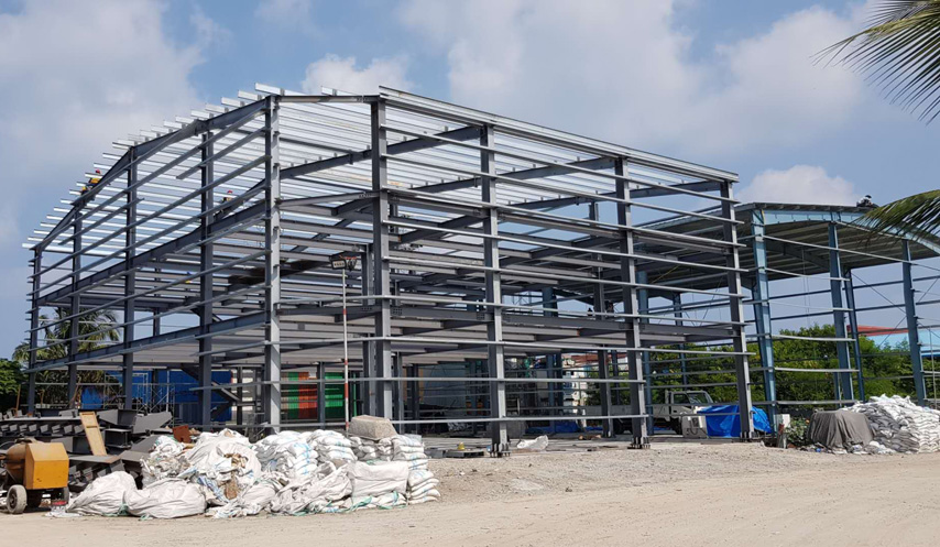 steel frame of Maldives Prefab Steel Structure Warehouse